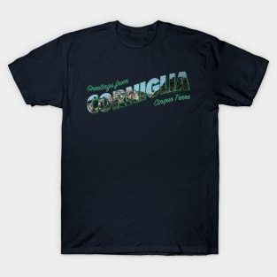 Greetings from Corniglia Cinque Terre vintage style retro souvenir T-Shirt